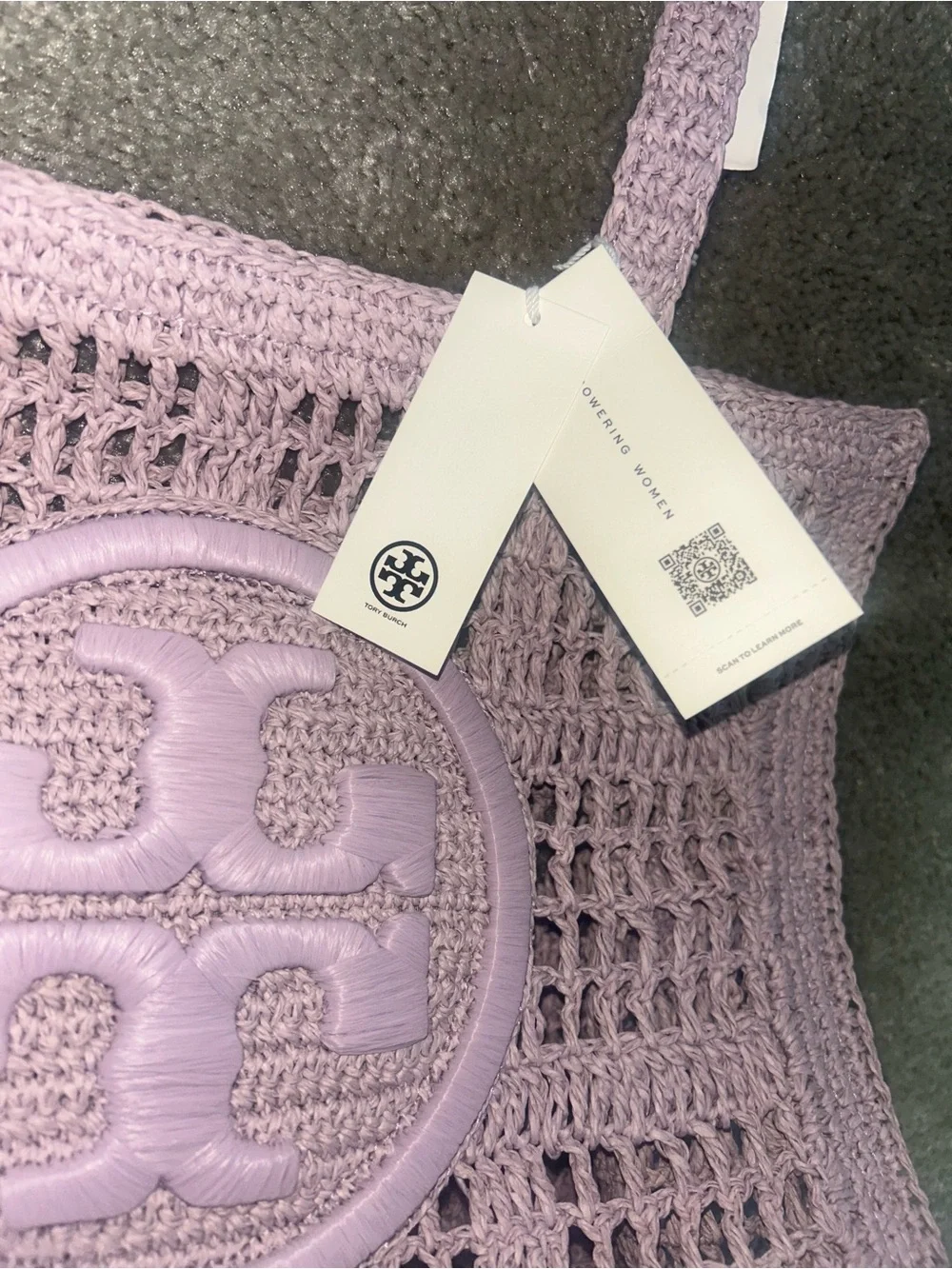 Tory Burch Lavender Crochet Logo Tote